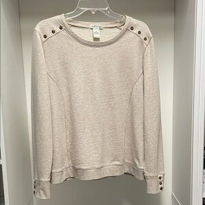 Orvis Women's Heathered Tan  Studded Shoulder Lightweight Sweatshirt Size M